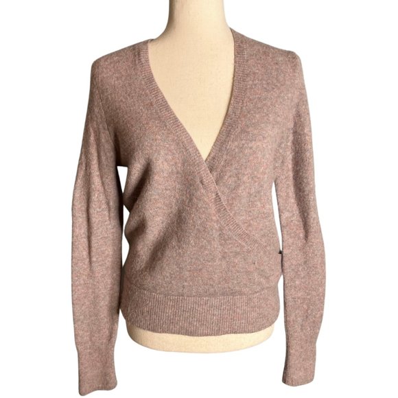 Madewell Light Pink Purple V-Neck Faux Wrap Ballet Sweater Size Small Wool Blend - Picture 3 of 9